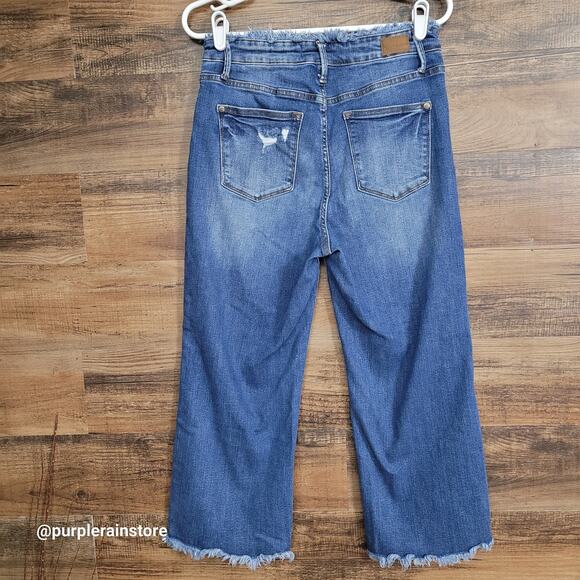 Judy Blue Jeans Jeans 29 Straight High Rise Raw Waist Hem Stretch Denim JB88503 - Picture 2 of 11